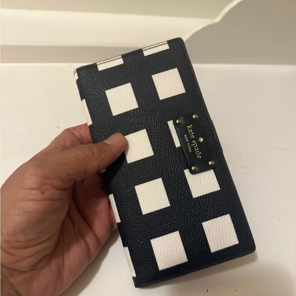Kate Spade Pop Art Check Stacy Bifold Wallet Grove Street Printed Black. New - Picture 6 of 10
